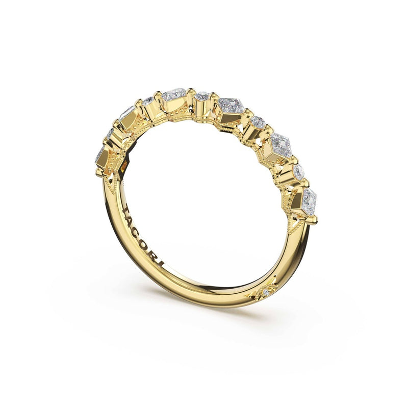 Carré and Round Diamond Wedding Band, 3.70mm