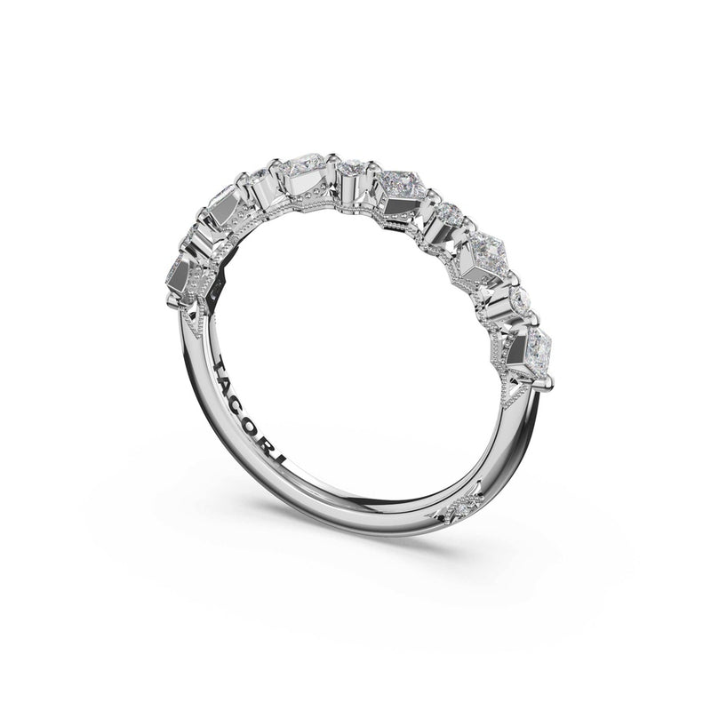 Carré and Round Diamond Wedding Band, 3.70mm