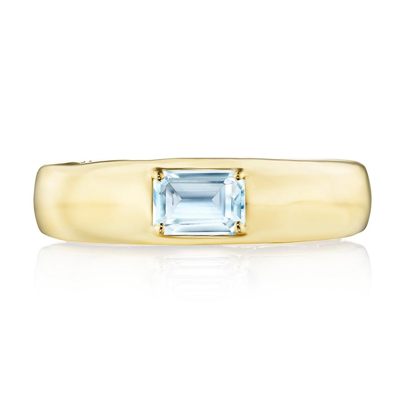 Domed Sky Blue Topaz Ring - 0.7ct in 18kt Yellow Gold