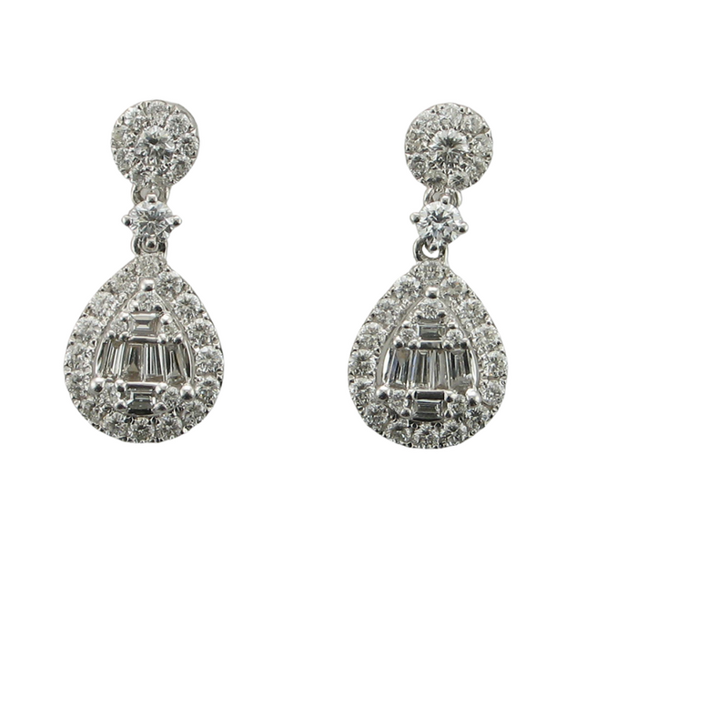 2CTW DIA DROP 18KW EARRINGS