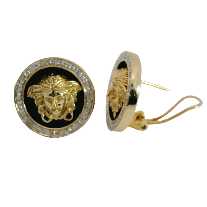 14KY.25TW DIA/ENAMEL EARRINGS