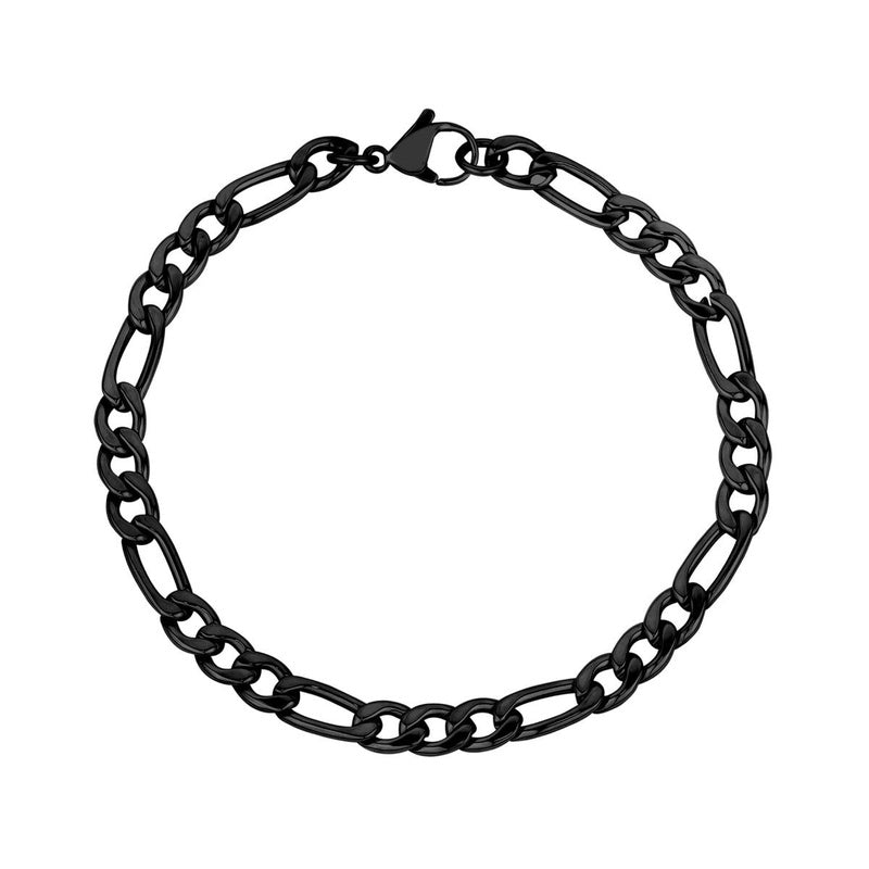 5MM BLACK FIGARO LINK BRACELET 8"