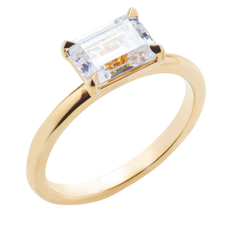 14KY 1CT EMERALD CUT E/R