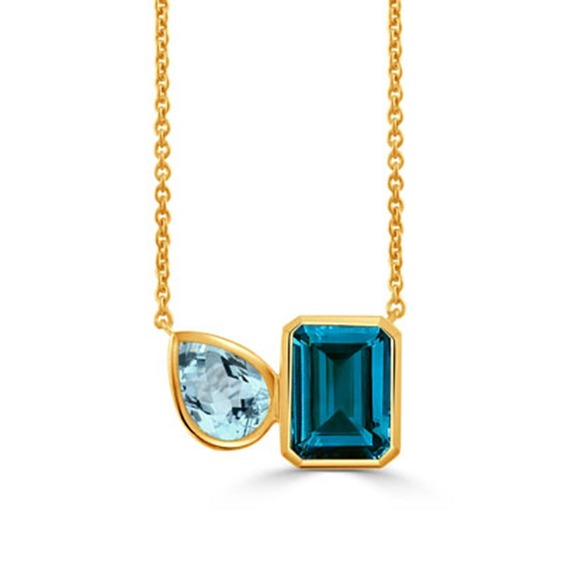 BT=.81 LBT=2.04 BLUE TOPAZE 18KY NECKLACE 18"