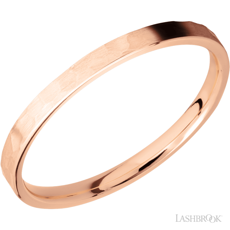 2 mm wide Flat 14K Rose Gold band.