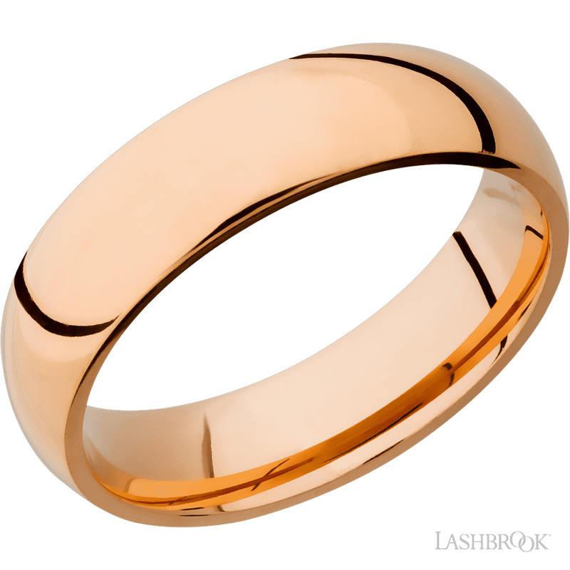 6 mm wide Domed 14K Rose Gold band.