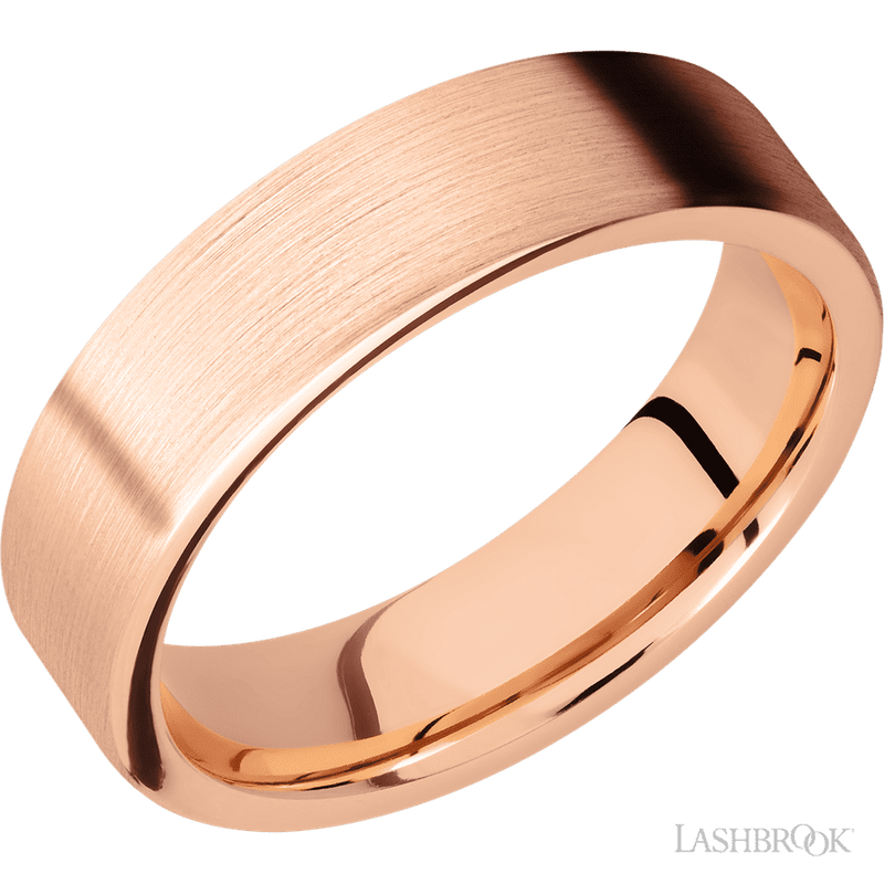 6 mm wide Flat 14K Rose Gold band.