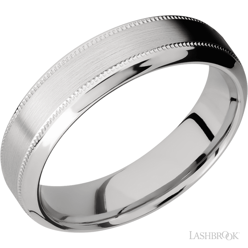 6 mm wide High Bevel Milgrain 14K White Gold band.