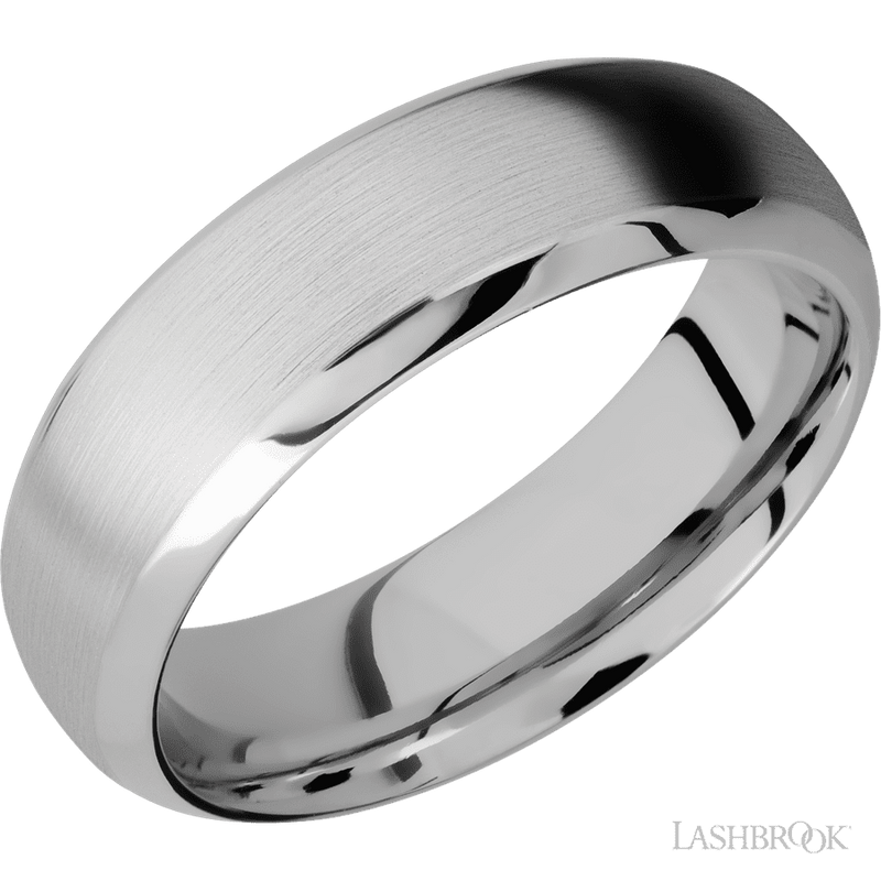 7 mm wide Domed Bevel 14K White Gold band.