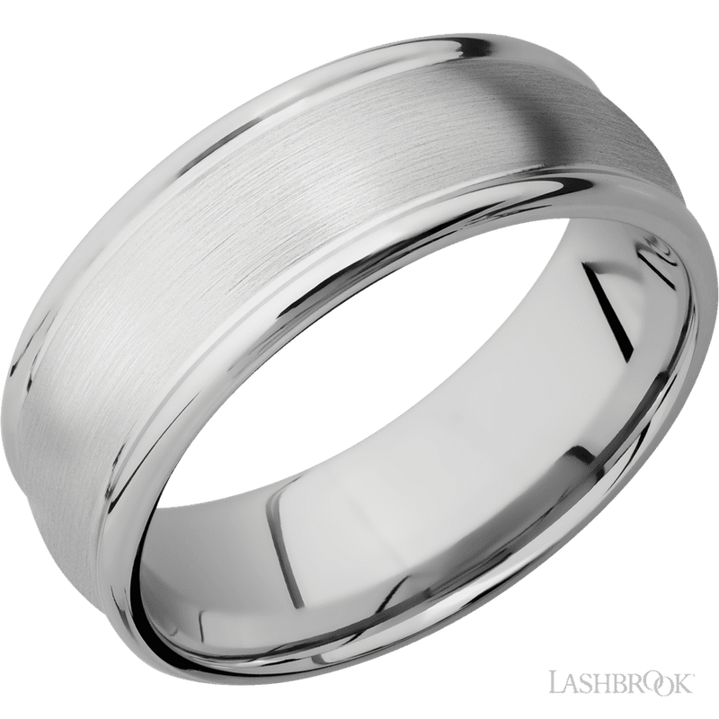 8 mm wide Domed Rounded Edges 14K White Gold band.