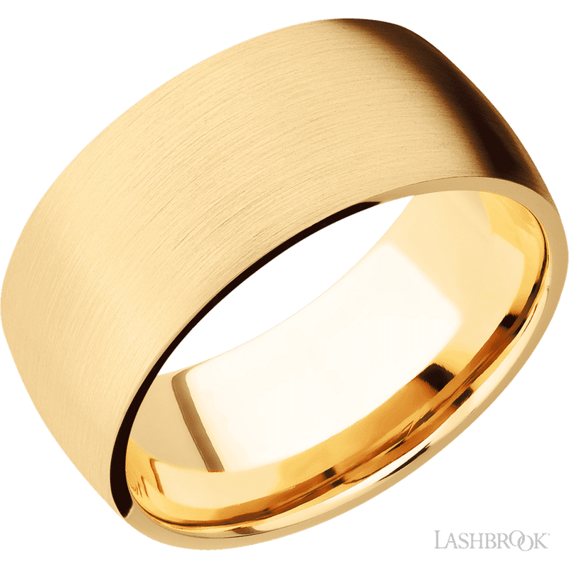 10 mm wide Domed 14K Yellow Gold band.