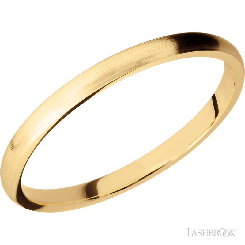2 mm wide Domed 14K Yellow Gold band.