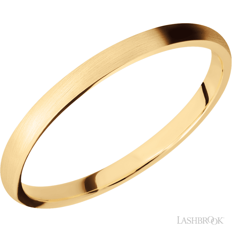 2 mm wide Domed 14K Yellow Gold band.