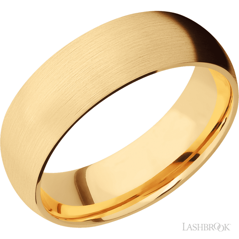 7 mm wide Domed 14K Yellow Gold band.
