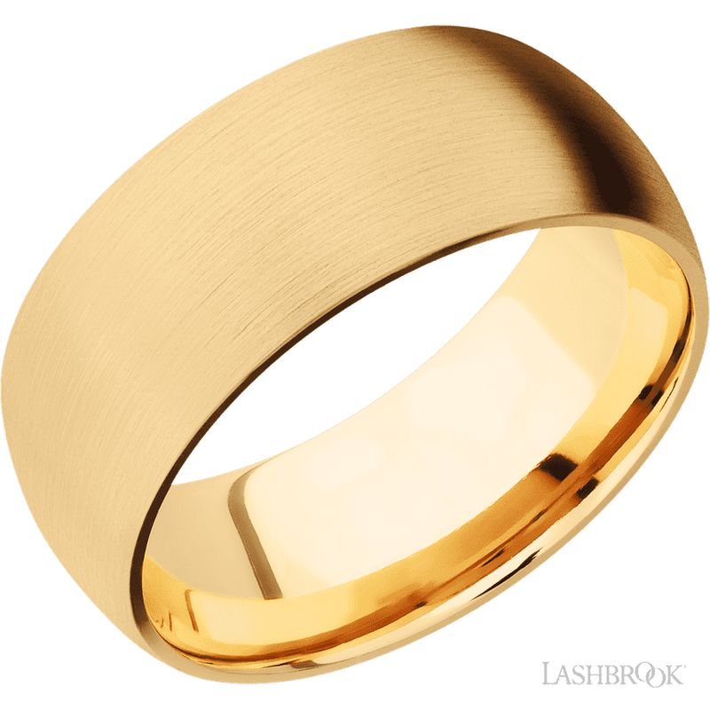 9 mm wide Domed 14K Yellow Gold band.