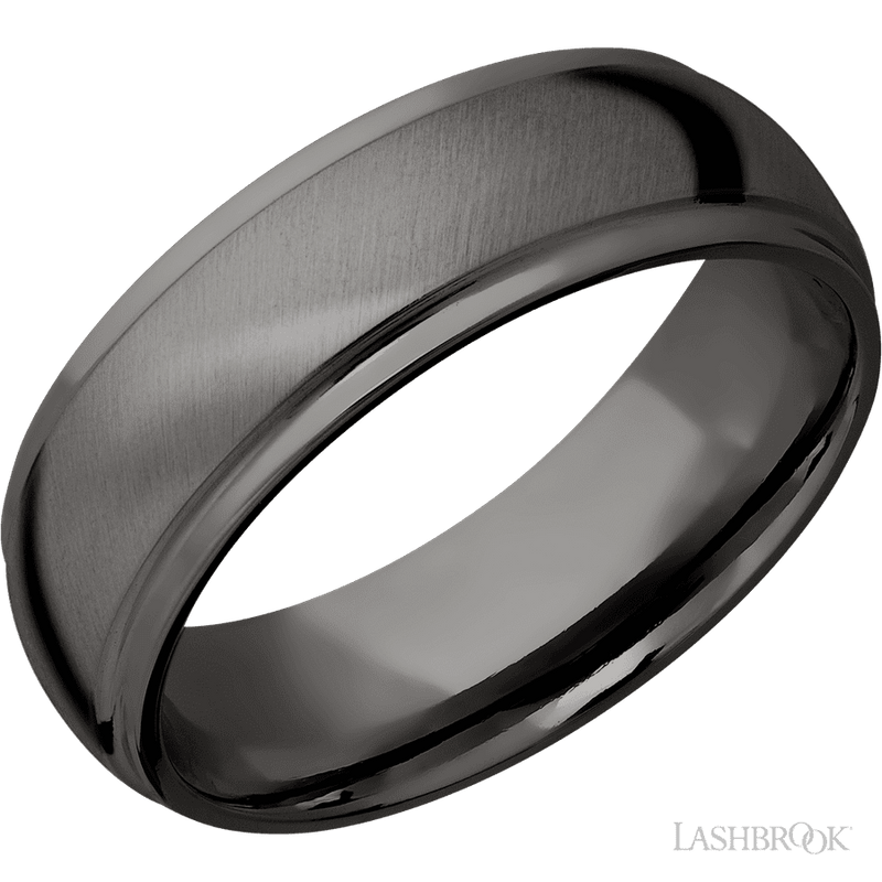 7 mm wide Domed Stepped Down Edges Tantalum Noir band.