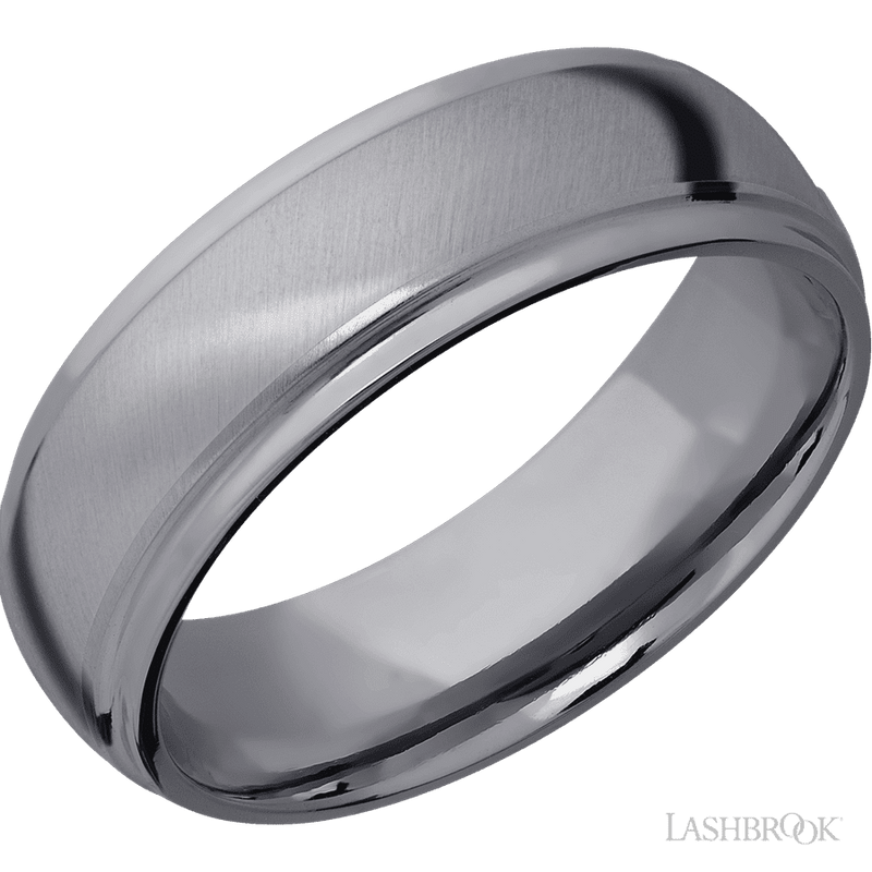 7 mm wide Domed Stepped Down Edges Tantalum band.