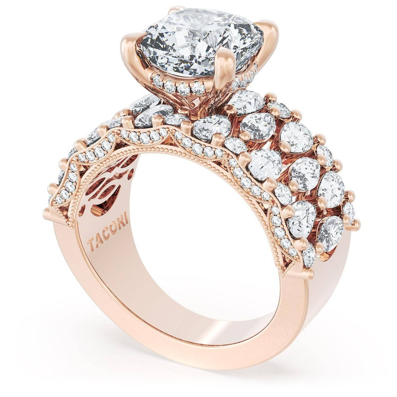 Cushion Solitaire Engagement Ring w/ North South Marquise & Pear Band