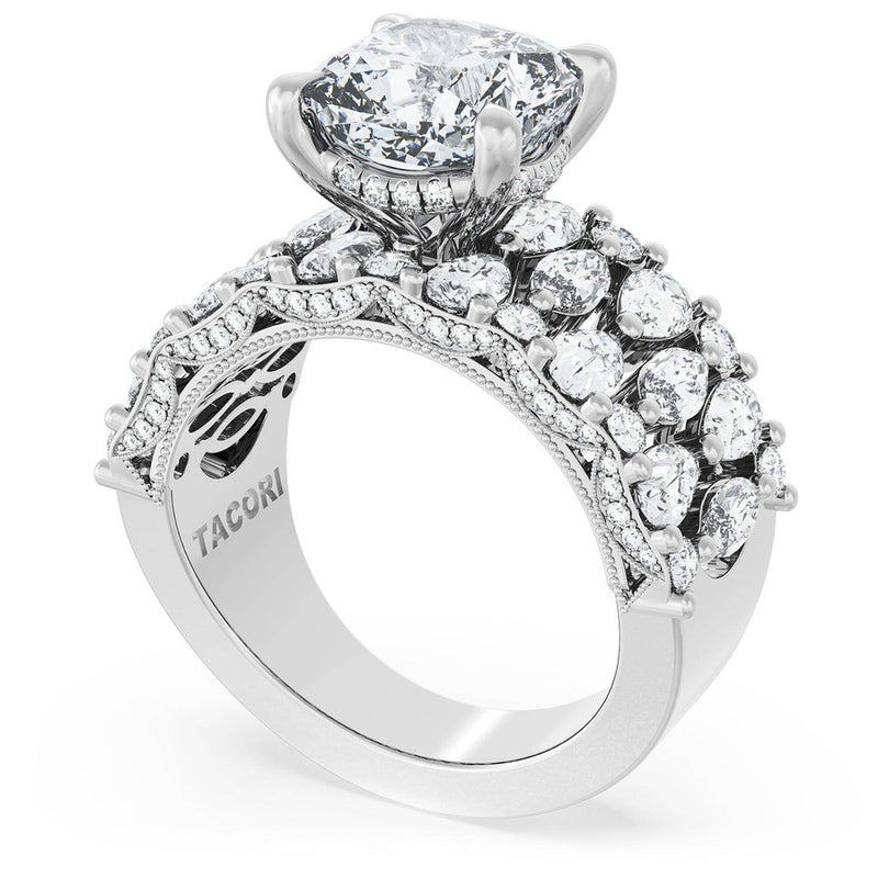 Cushion Solitaire Engagement Ring w/ North South Marquise & Pear Band