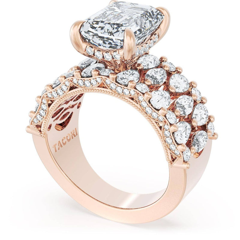Emerald Solitaire Engagement Ring w/ North South Marquise & Pear Band