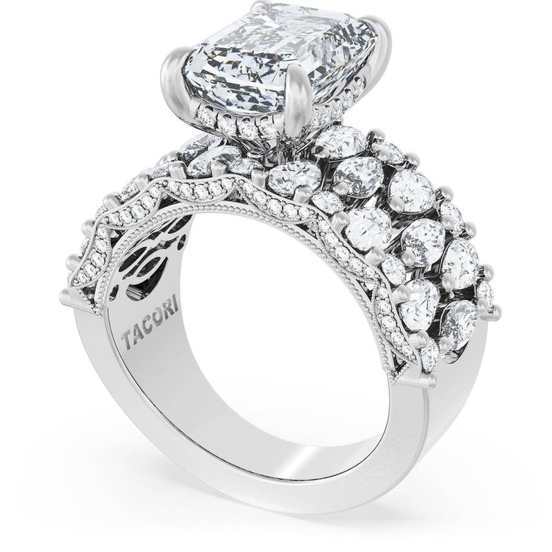 Emerald Solitaire Engagement Ring w/ North South Marquise & Pear Band