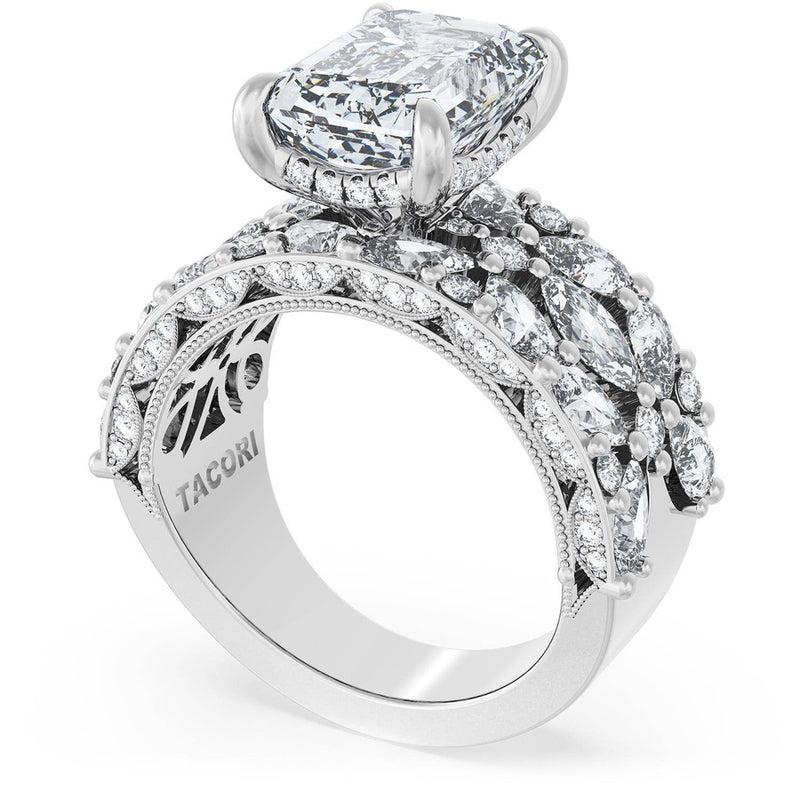 Emerald Solitaire Engagement Ring w/ Marquise & Pear Band