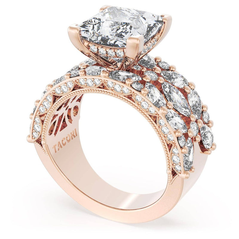 Princess Solitaire Engagement Ring w/ Marquise & Pear Band