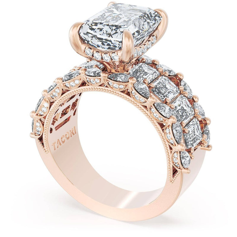 Emerald Solitaire Engagement Ring w/ Emerald & Pear Band