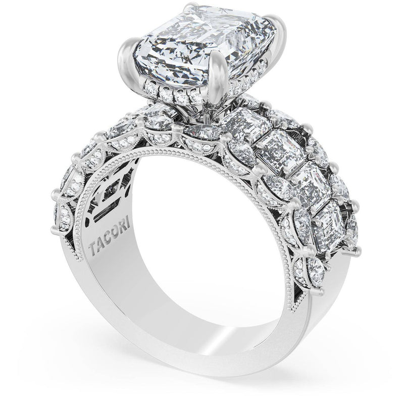 Emerald Solitaire Engagement Ring w/ Emerald & Pear Band