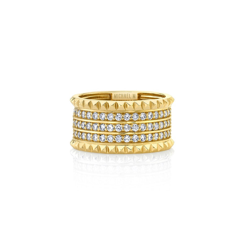 Michael M Tetra Triple Pave Wedding Band B363