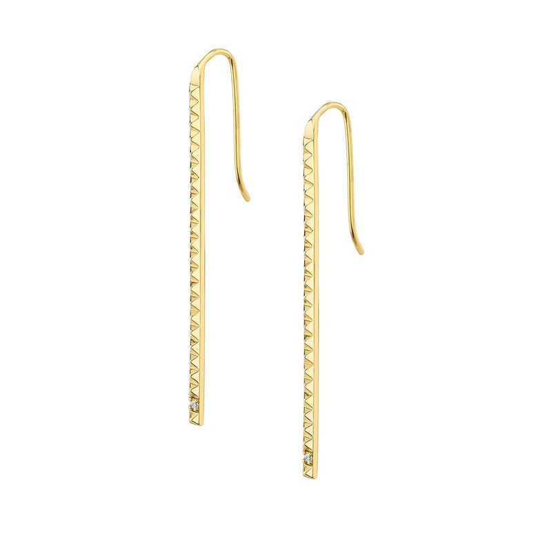 Michael M Tetra Single Stone Foundation Bar Earrings ER369
