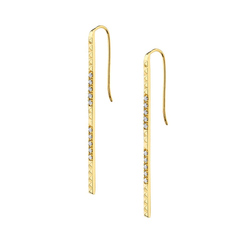 Michael M Tetra Pave Foundation Bar Earrings ER370