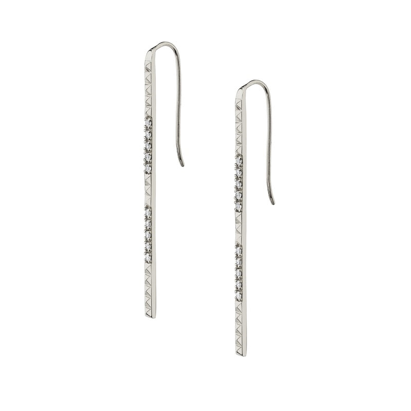 Michael M Tetra Pave Foundation Bar Earrings ER370