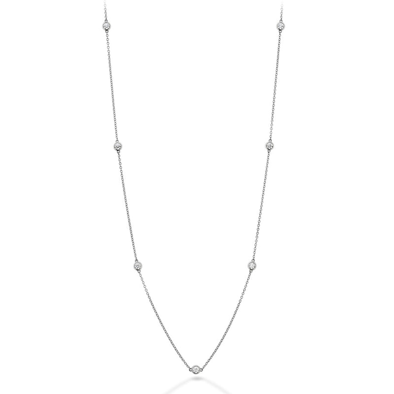 Hearts On Fire Signature Bezel By The Yard 7 Stone Necklace HFNBY7-0678Y-18C