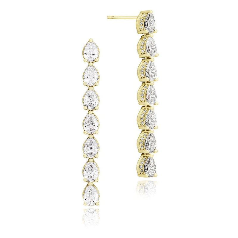 Pear Diamond Drop Earrings in 18kt Yellow Gold