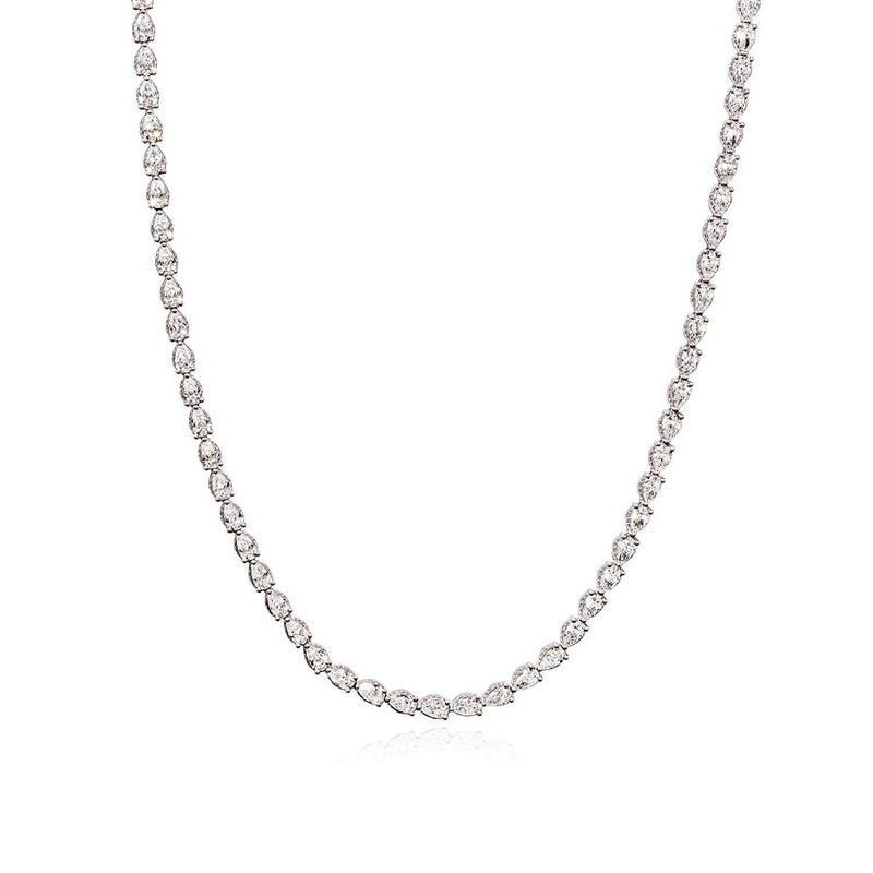 Pear Diamond Tennis Necklace in 18kt White Gold