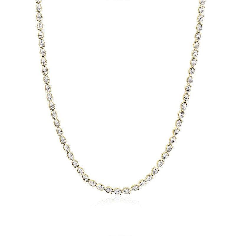 Pear Diamond Tennis Necklace in 18kt Yellow Gold