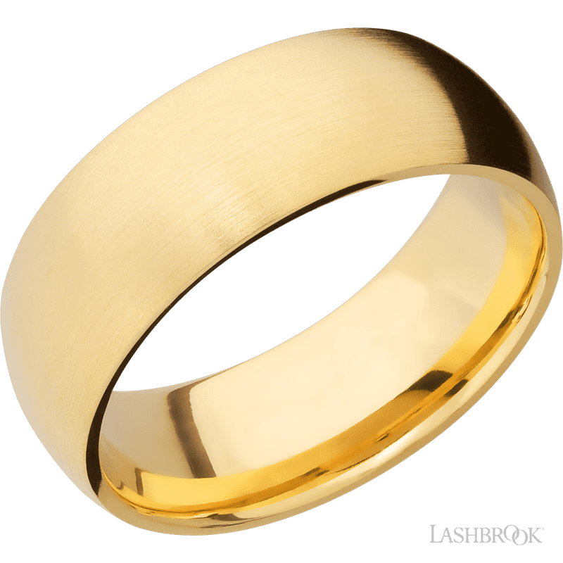 8 mm wide Domed 14K Yellow Gold band.