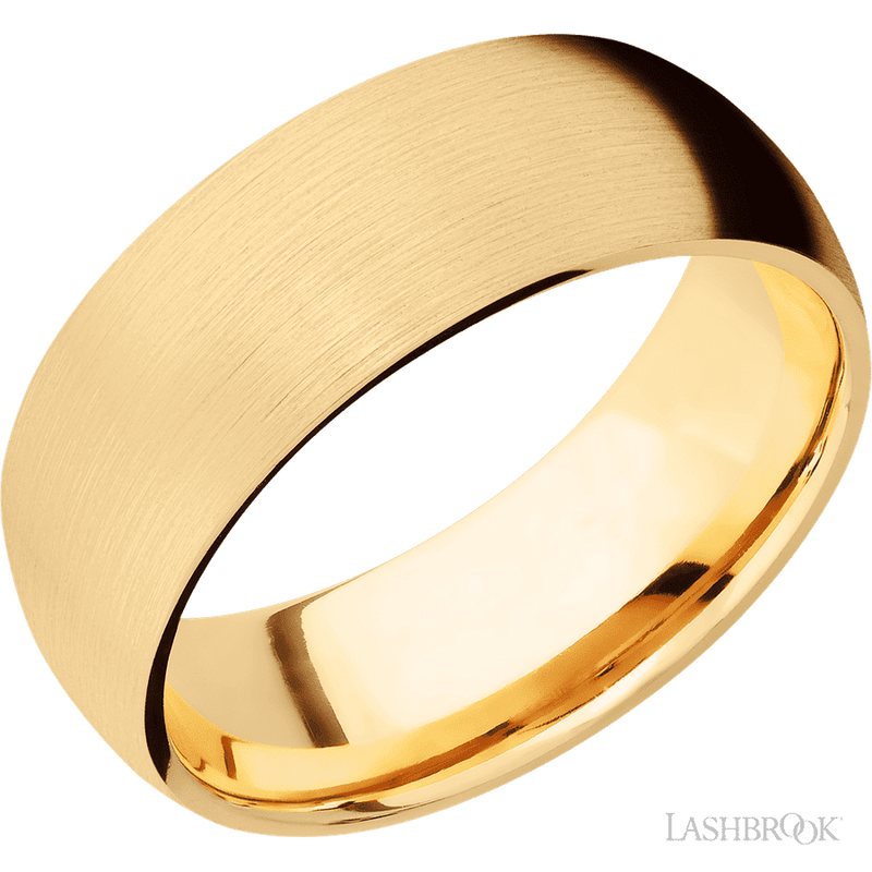 8 mm wide Domed 14K Yellow Gold band.