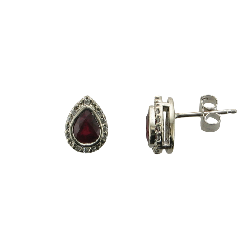 RUBY AND 24=.10CTW DIA EARRINGS