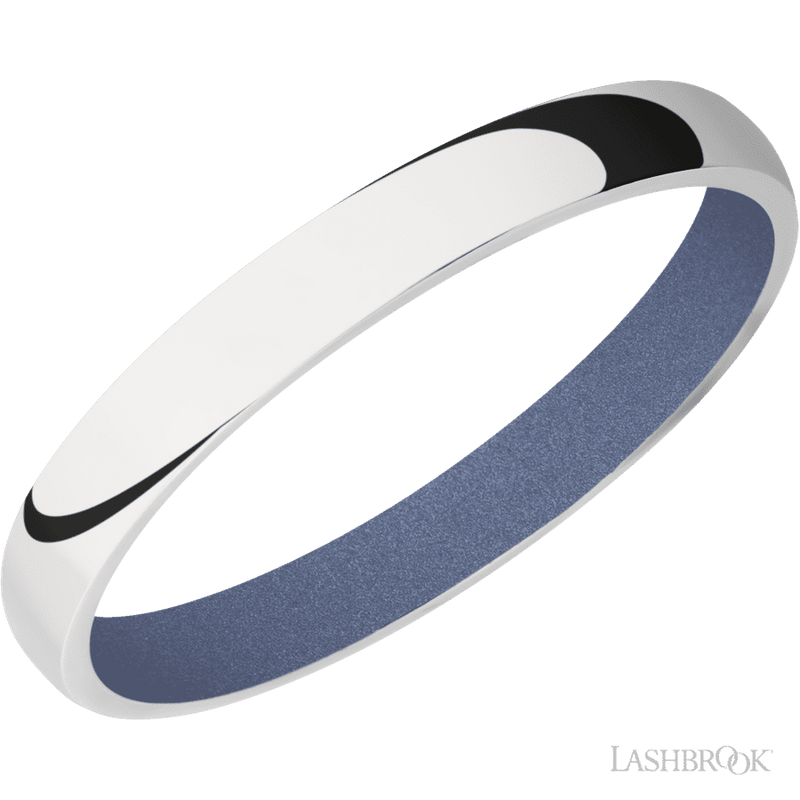 3 mm wide Domed 10K White Gold band featuring a Crushed Orchid sleeve.