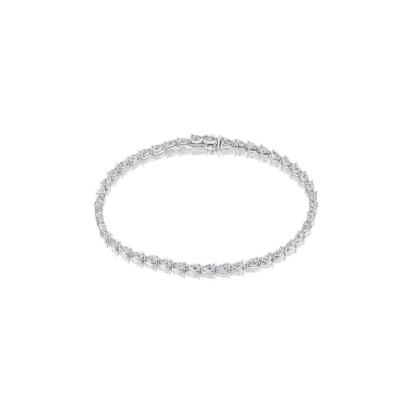 Pear Diamond Tennis Bracelet in 18k White Gold