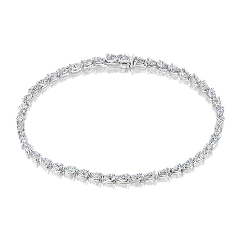 Pear Diamond Tennis Bracelet in 18kt White Gold