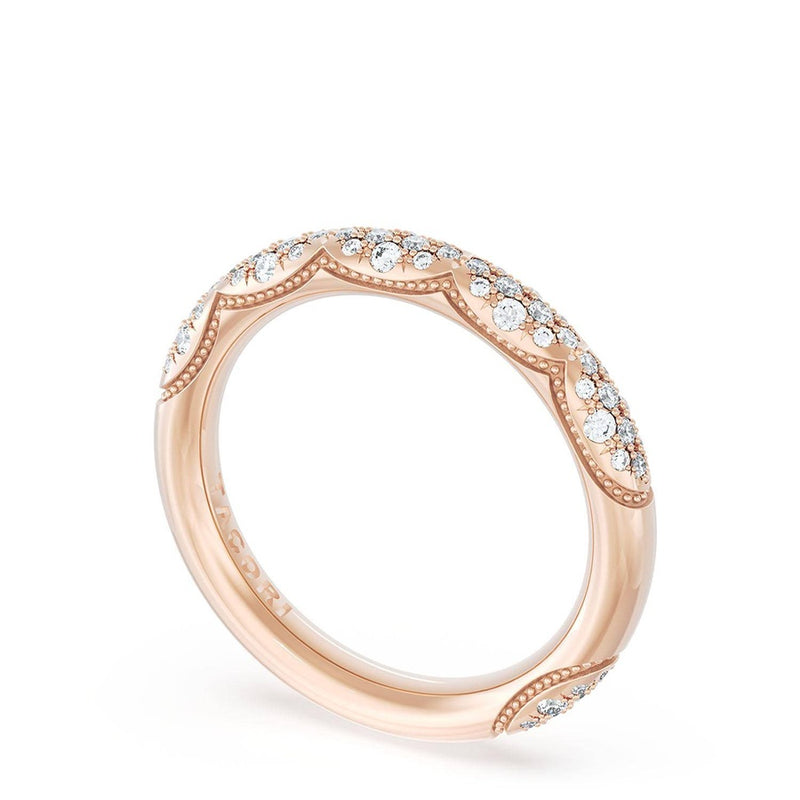 French Pavé Diamond Wedding Band, 3mm