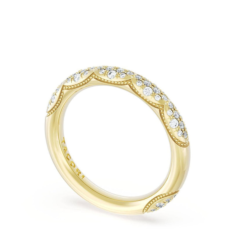 French Pavé Diamond Wedding Band, 3mm