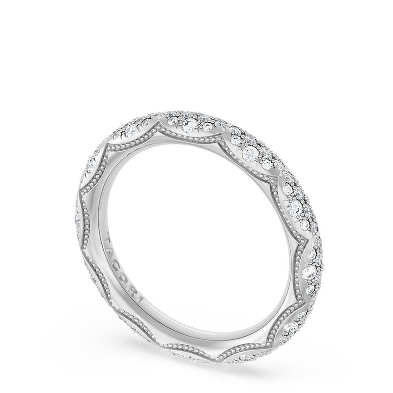 French Pavé Diamond Wedding Band, 3mm