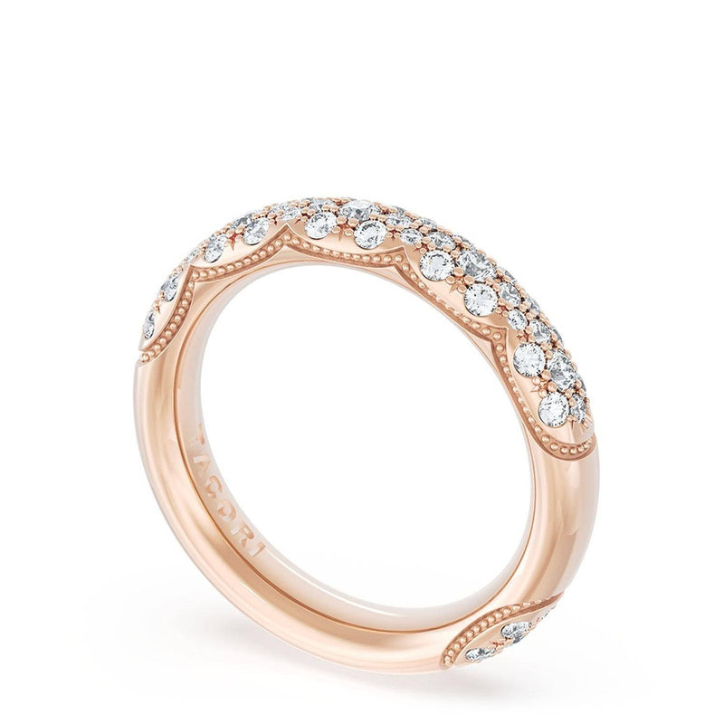 French Pavé Diamond Wedding Band, 4mm
