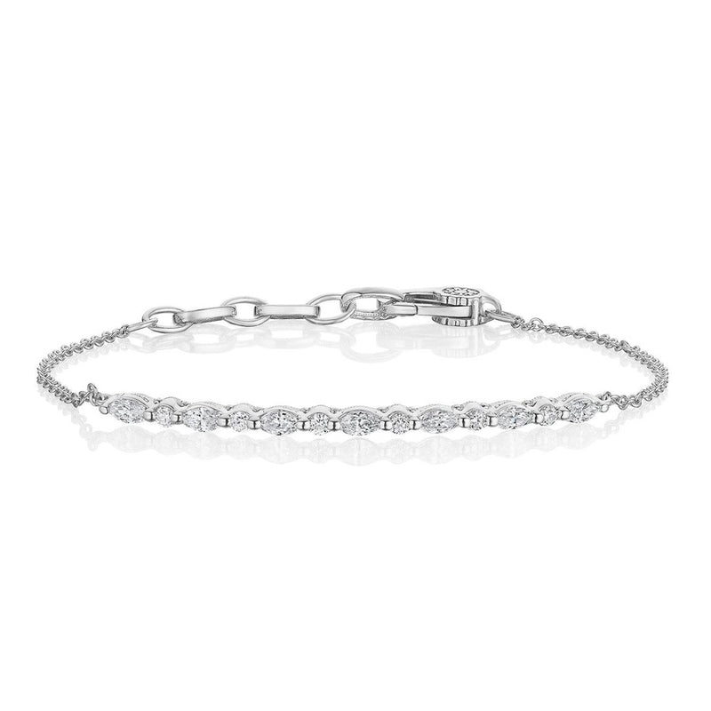 Marquise and Round Diamond Bracelet in 18kt White Gold
