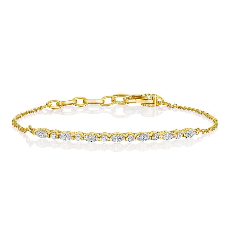 Marquise and Round Diamond Bracelet in 18kt Yellow Gold