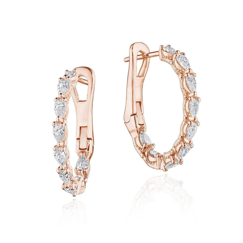 Pear Diamond Hoop Earrings in 14kt Rose Gold